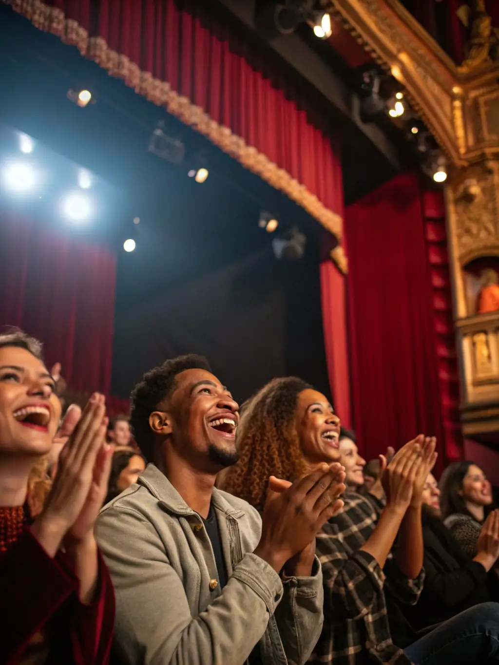 An image of a diverse audience enjoying a performance in an accessible venue, highlighting LES AMIS DES LEGENDES' commitment to inclusivity.